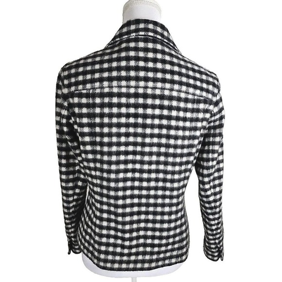 Talbots ~Woman Size 6 Petite~ White/Black Plaid Print Wool Blend Jacket Blazer. - Picture 3 of 12